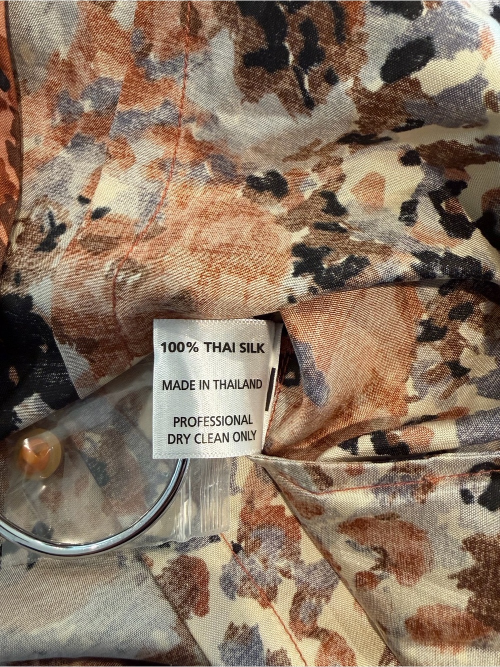 NWT 100% Silk Marisa Baratelli Brown Abstract Print Tie-Waist Blouse - Picture 5 of 5